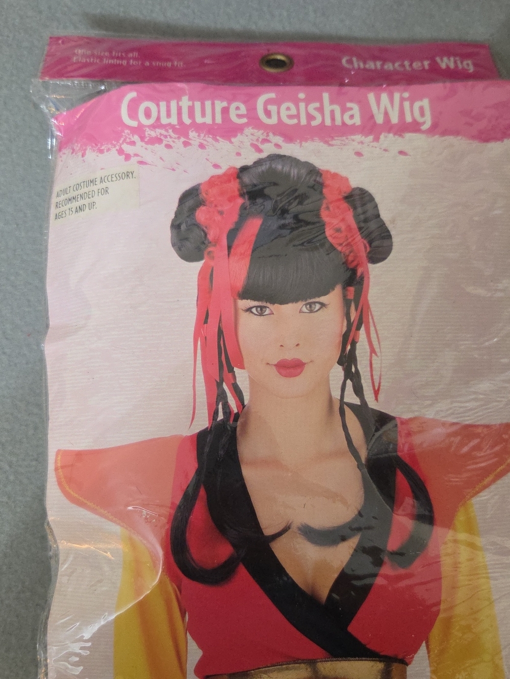 Couture Geisha Wig - Black with Red Accents Halloween Costume